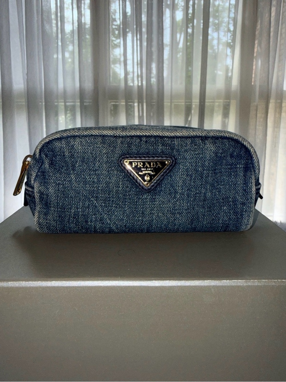 Prada Blue Denim Pouch